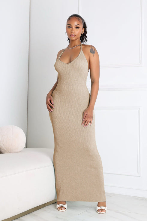 Rivexa Glitter Lurex Ribbed Maxi Dress