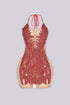 Bratty Rhinestone Mesh Contrast Mini Dress