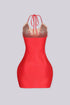 Bratty Rhinestone Mesh Contrast Mini Dress