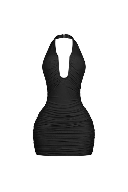 Theodora Sculpted Halter Mini Dress