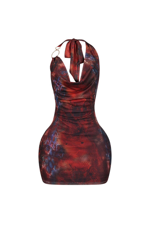 El Veneno Halter Mini Dress With Ring