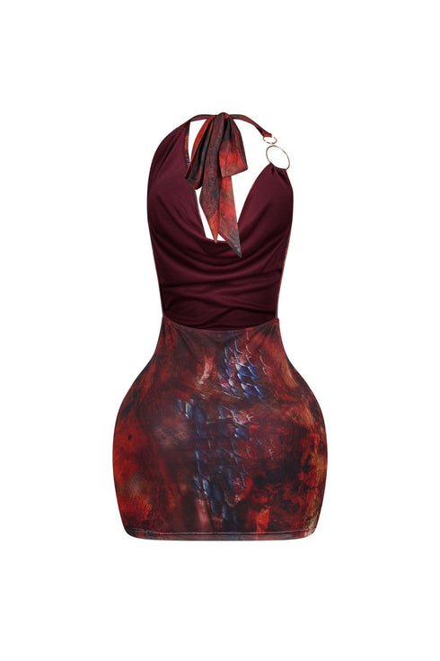 El Veneno Halter Mini Dress With Ring