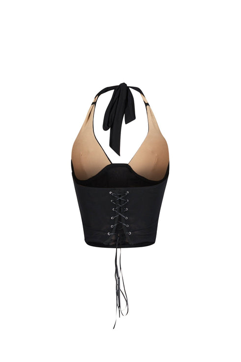 Corsabella Mesh Lace Halter Corset Top