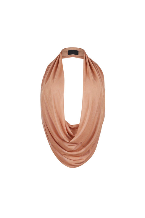 Cascading Mesh Cowl Neck Tie Top