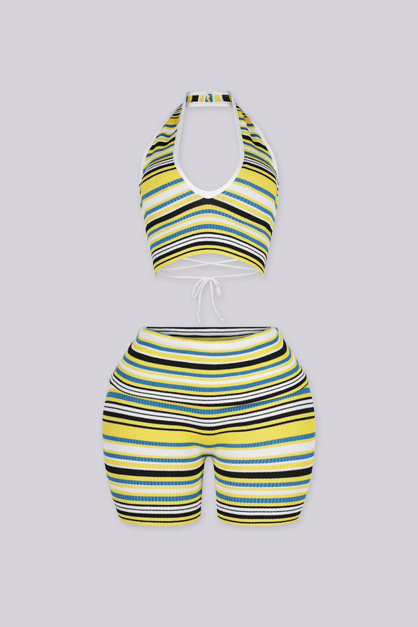 Bright Stripe Halter & Short SET