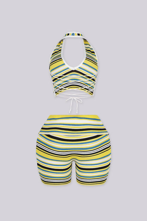Bright Stripe Halter & Short SET