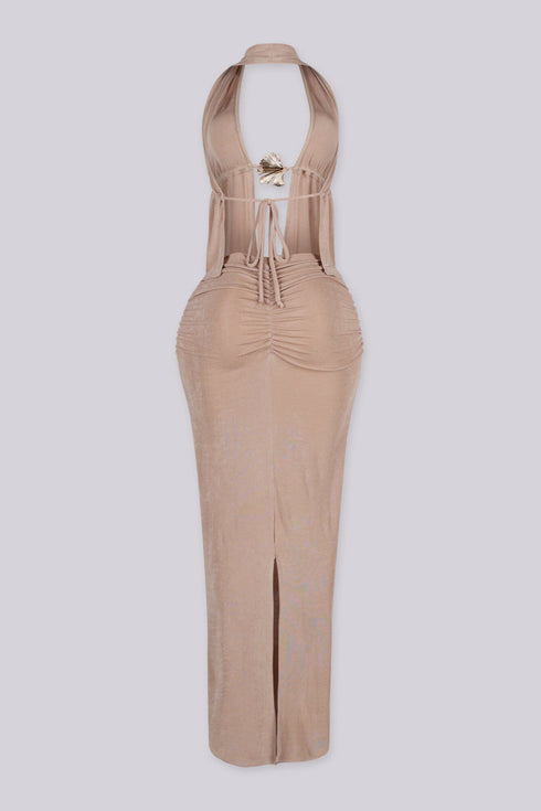 Golden Shell Halter Top & Maxi Skirt SET