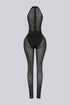 Black Widow Halter Neck Lace Jumpsuit