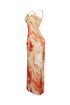 Coral Blush Mesh Print Maxi Dress