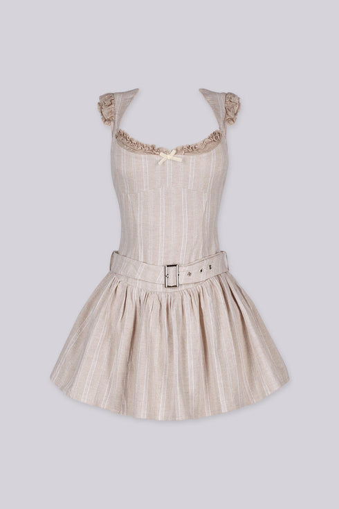 Cottagecore Linen Tube Mini Dress