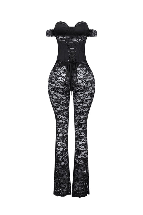 Light Up The Night Lace Corset Jumpsuit