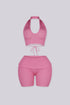 Backfire Ribbed Knit Halter Top & Shorts SET