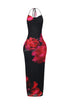 Samba Petal Mesh Print Halter Maxi Dress