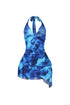 Bluewave Mesh Print Halter Mini Dress