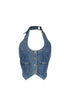 Your Signature Denim Vest Halter Top