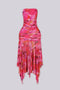 Pink Shadow Ruched Midi Dress