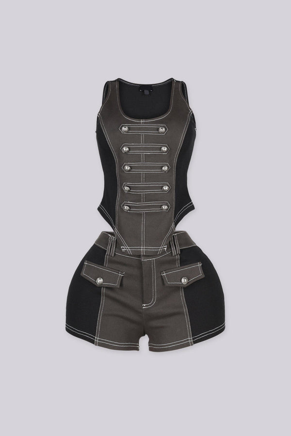 Utility Denim Tank Shorts Set