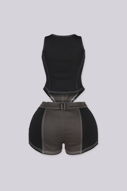 Utility Denim Tank Shorts SET