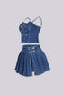 Kiana Denim Tank Top and Skirt SET