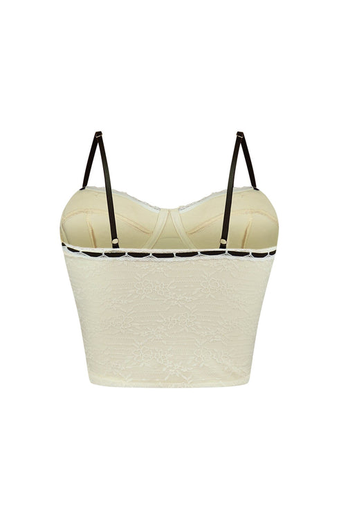 Missing Me Lace Ribbon Bustier Top