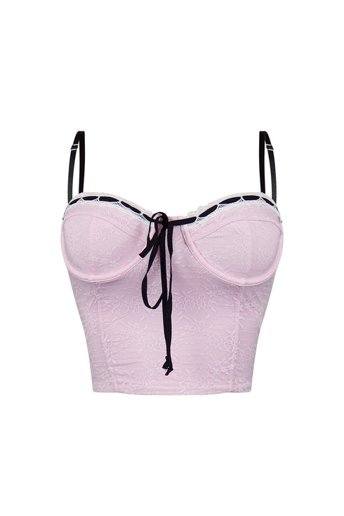 Missing Me Lace Ribbon Bustier Top