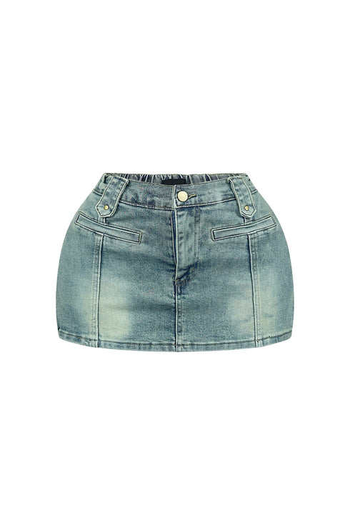 New Times Vintage Washed Denim Skort