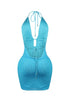 Scalelight Beaded Halter Mini Dress