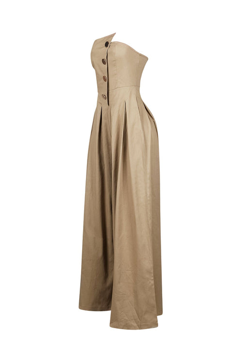 Tailored Cotton Twill Tube Top Jumpsuit