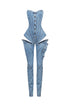 Step into Heat Cutout Denim Jumpsuit