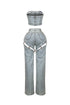 Jett Denim Tube Top & Cutout Pants SET
