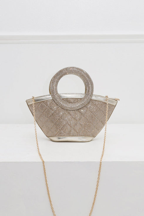 Nina Gleam Rhinestone Top Handle Bag