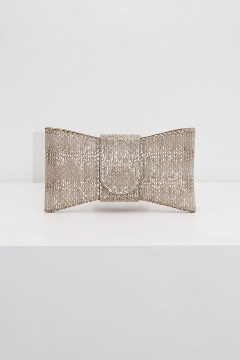 Bow Shaped Rhinestone Evening Clutch