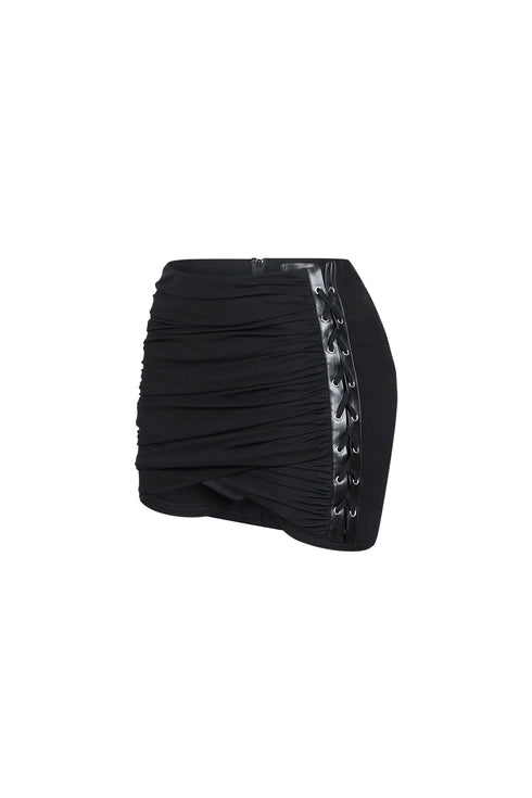 Vice Mesh Lace Up Mini Skirt