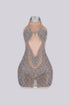 Evangeline Halter Neck Rhinestone Mini Dress