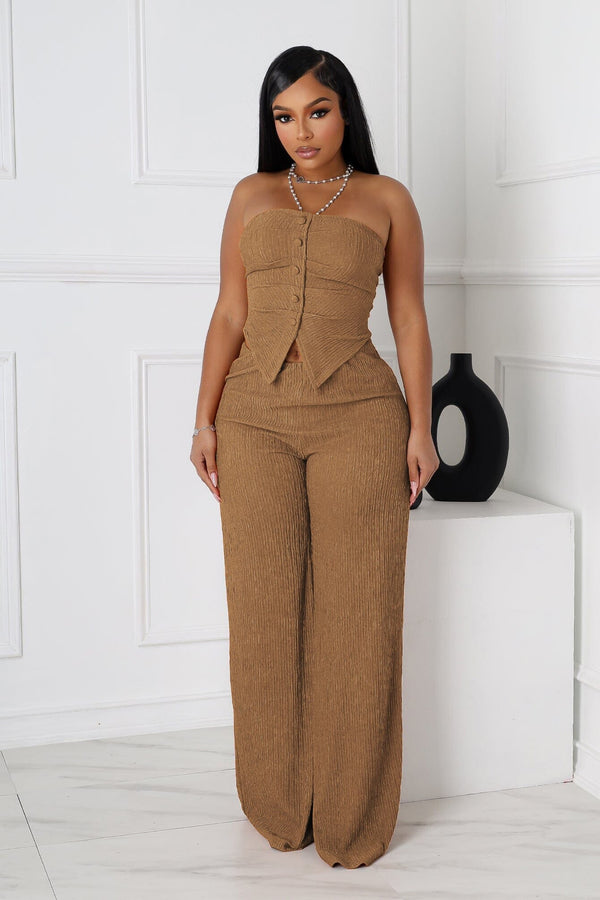 Imari Button Detail Tube Top & Pants SET