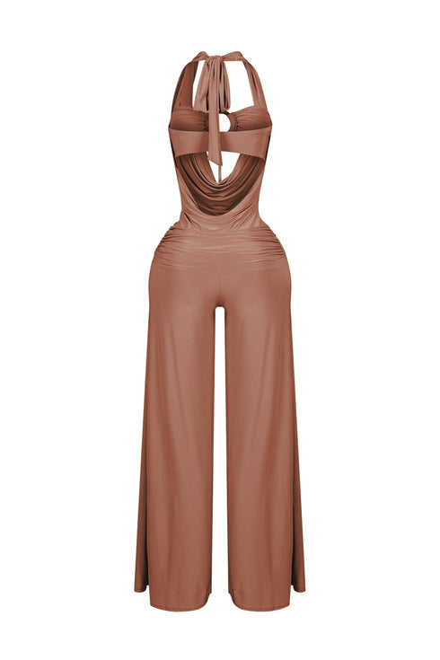 Plunge Cowl Neck Jumpsuit with Tube Top