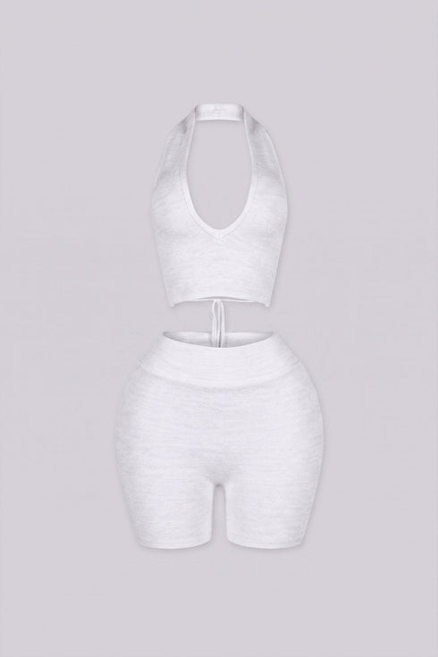 Jacquard Knit Halter Top and Biker Short SET