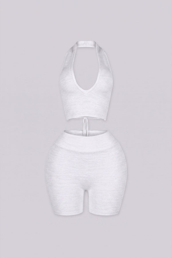 Jacquard Knit Halter Top and Biker Short SET