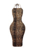 Wild Babe Print Halter Midi Dress