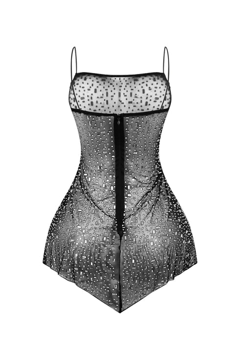 Rock 4 You Mesh Rhinestone Mini Dress