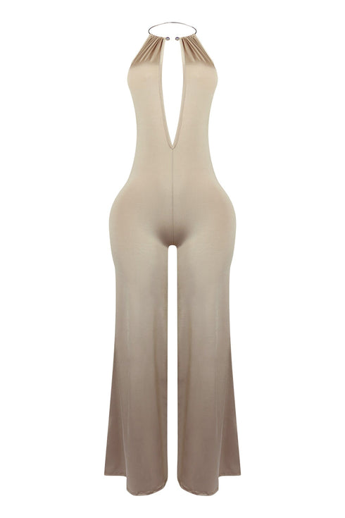 Zena Metal Halter Choker Jumpsuit