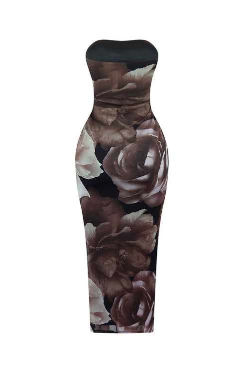 Never Dramatic Mesh Print Maxi Dress