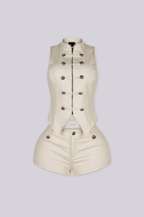 Yamika Military Chic Vest & Shorts SET