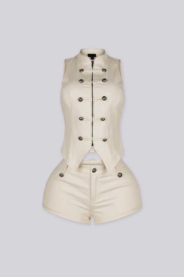 Yamika Military Chic Vest & Shorts SET