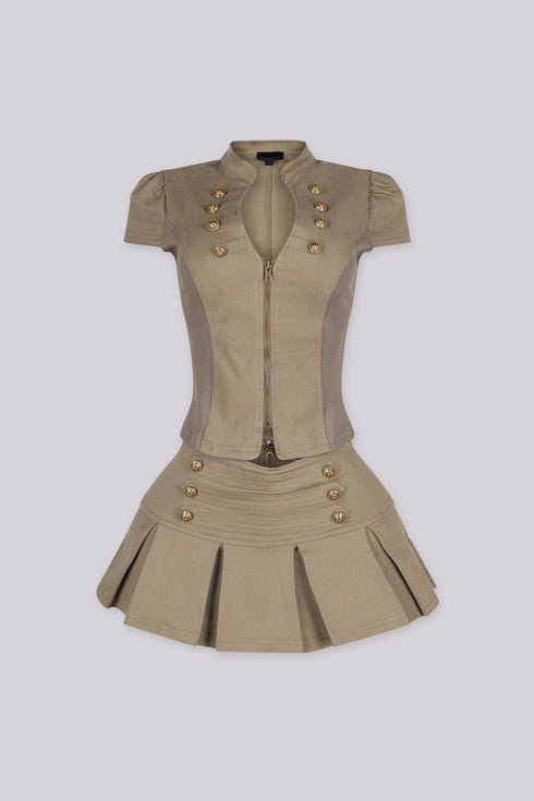 Yvette Military Chic Top & Skirt SET