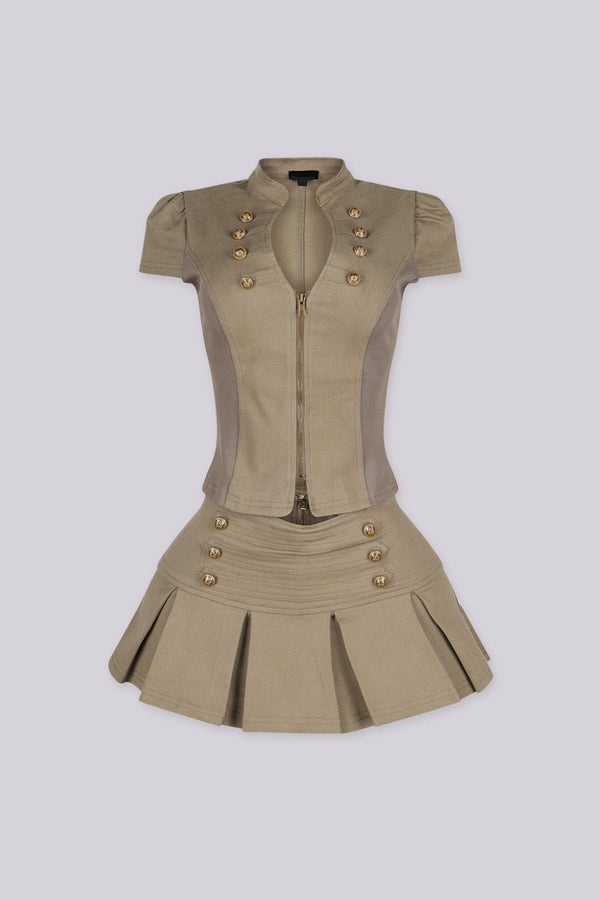 Yvette Military Chic Top & Skirt SET