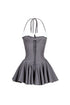 Cuttica Pinstripe Smocking Halter Mini Dress