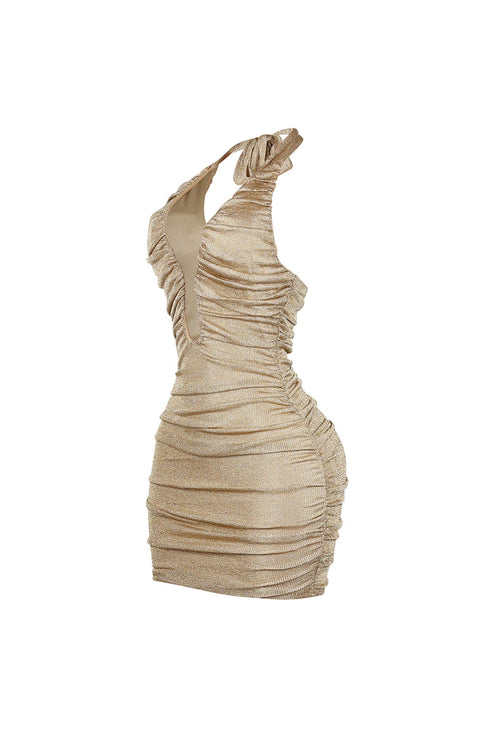 Voltique Metallic Halter Mini Dress