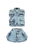 Memories Stone Washed Vest & Shorts SET