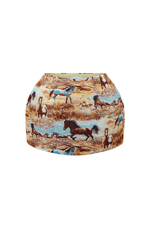 Stallion Print Mini Skirt